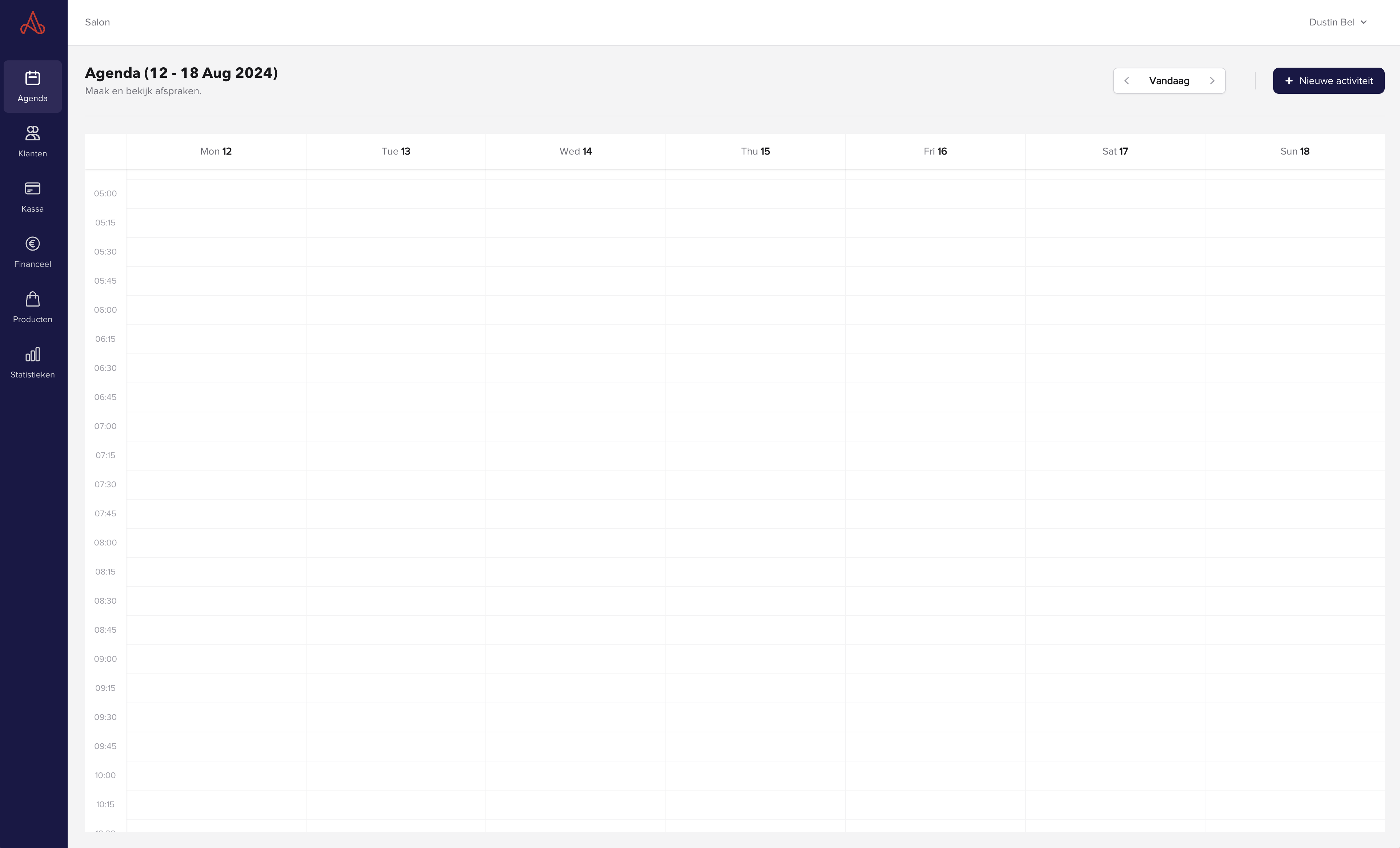 SalonAware agenda screenshot