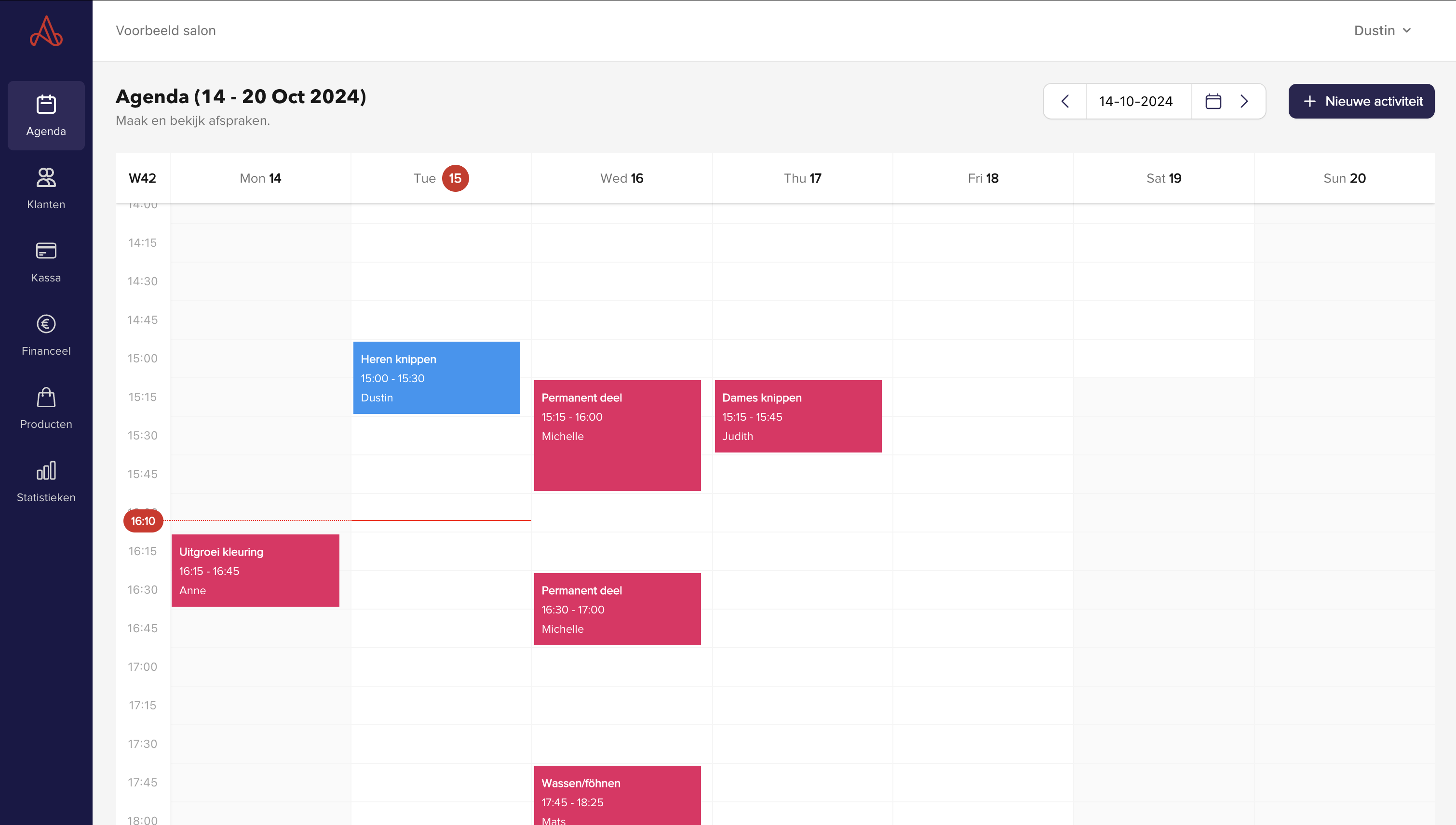 SalonAware agenda op desktop